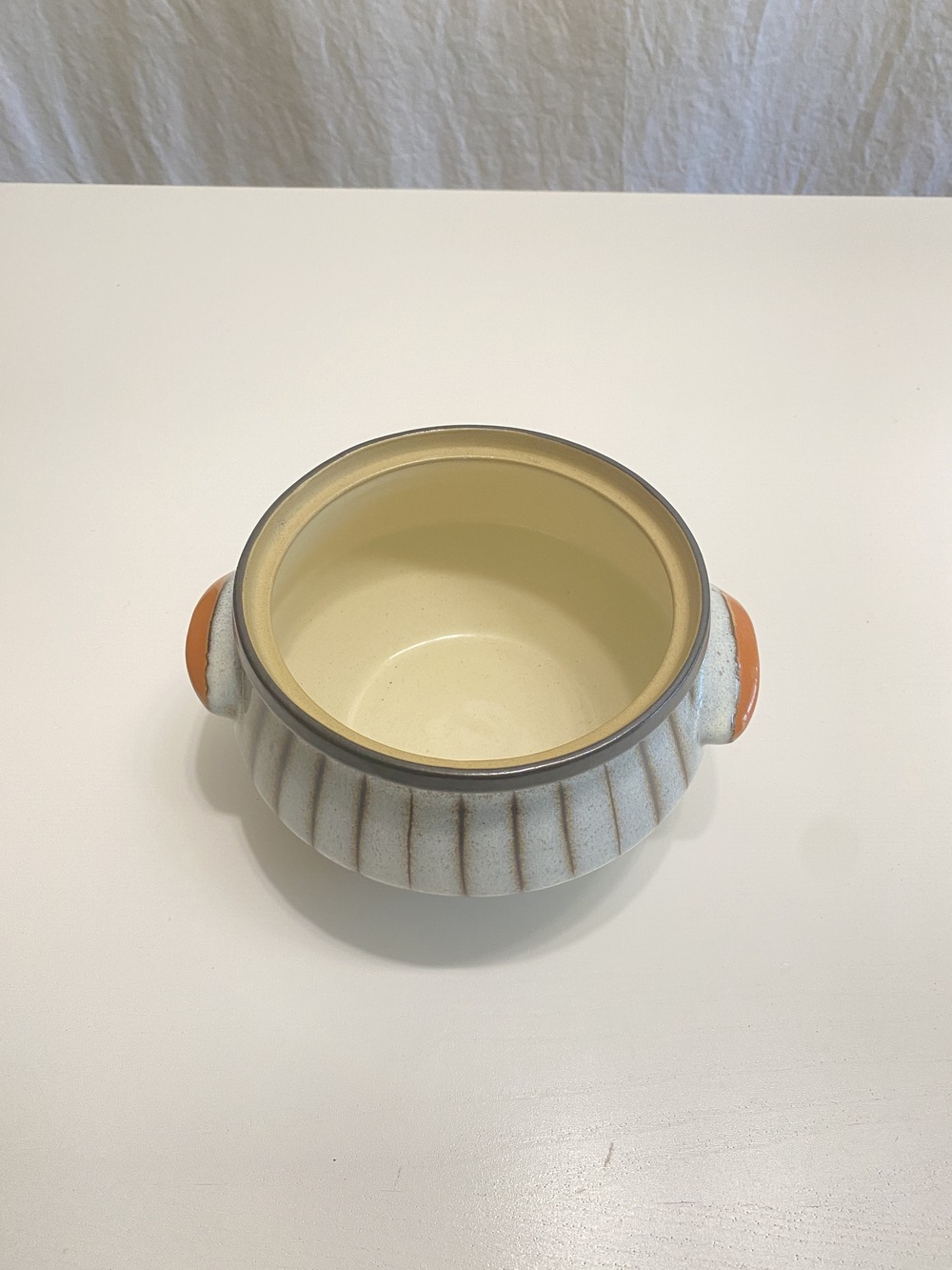 Vintage Denby Stoneware Ribbed Handled Bowl with No Lid - Picture 2 of 8